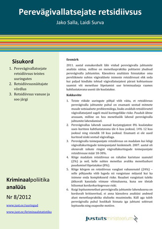 Perevägivallatsejate retsidiivsus ; (Kriminaalpoliitika analüüs ; 2012, nr. 8)
