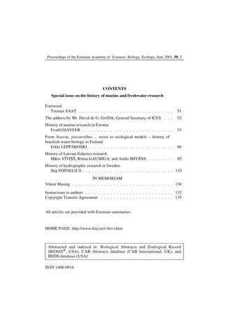 Biology. Ecology = Bioloogia. Ökoloogia ; 2 2001-06